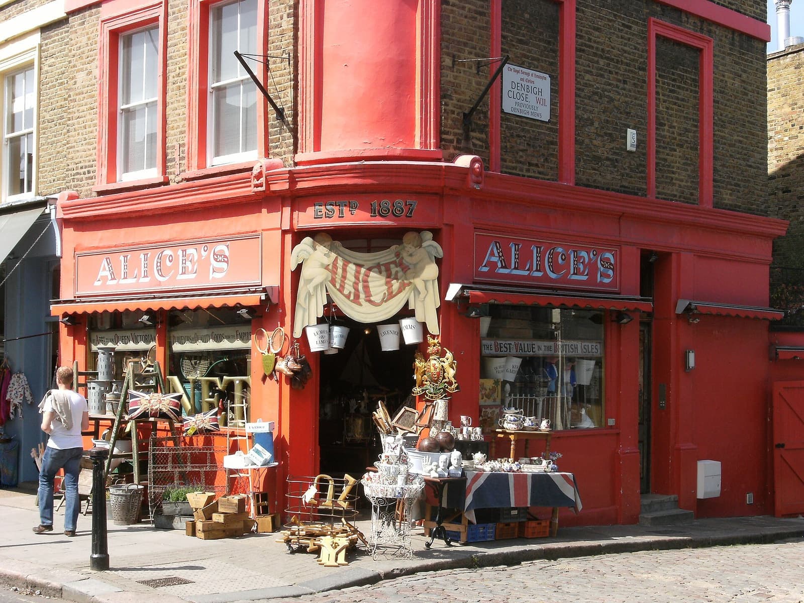 Alice’s, the red antiques shop on Portobello Road